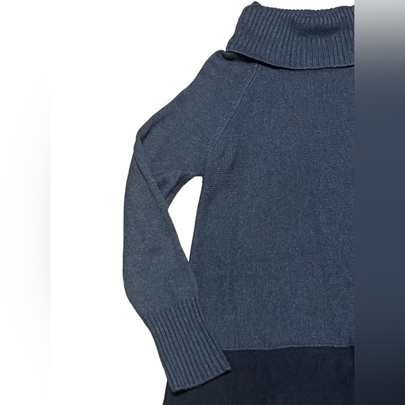 Soft Surroundings navy and blue wool angora blend cowl neck sweater dress - Picture 6 of 8